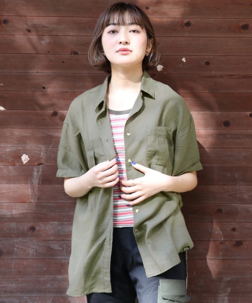 KRIFF MAYER Lady's Collection(クリフメイヤーレディースコレクション)の「半袖コンフォートシャツ(シャツ/ブラウス・レディース・カーキ/ナチュラル/ブラウン/チャコール/サックスブルー・MEDIUM/LARGE)」の12枚目の写真
