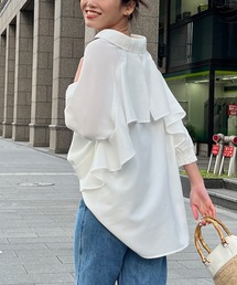 Chez toi | BACKフリルリネンタッチスキッパーシャツ(シャツ/ブラウス)