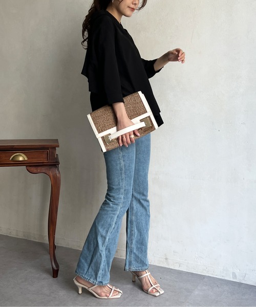 Chez toi（シェトワ）の「BACKフリルリネンタッチスキッパーシャツ（シャツ/ブラウス・レディース・ブラック/オフホワイト/オリーブ/オレンジ・FREE）」の7枚目の写真