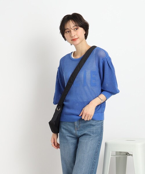 Cutie Blonde（キューティーブロンド）の「◆【レイヤードを楽しむ】メッシュロゴトップス（Tシャツ/カットソー・レディース・ホワイト系/ブルー・00）」の19枚目の写真