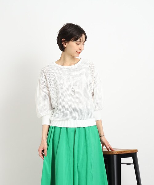 Cutie Blonde（キューティーブロンド）の「◆【レイヤードを楽しむ】メッシュロゴトップス（Tシャツ/カットソー・レディース・ホワイト系/ブルー・00）」の7枚目の写真