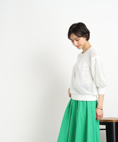 Cutie Blonde（キューティーブロンド）の「◆【レイヤードを楽しむ】メッシュロゴトップス（Tシャツ/カットソー・レディース・ホワイト系/ブルー・00）」の4枚目の写真