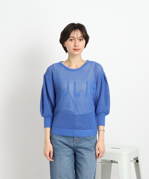 Cutie Blonde（キューティーブロンド）の「◆【レイヤードを楽しむ】メッシュロゴトップス（Tシャツ/カットソー・レディース・ホワイト系/ブルー・00）」の5枚目の写真