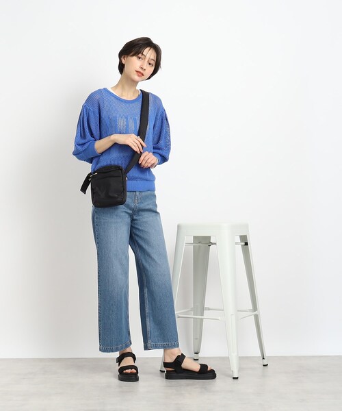 Cutie Blonde（キューティーブロンド）の「◆【レイヤードを楽しむ】メッシュロゴトップス（Tシャツ/カットソー・レディース・ホワイト系/ブルー・00）」の14枚目の写真