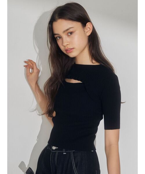 merry jenny（メリージェニー）の「カットアウトフリルニットtops（ニット/セーター・レディース・ブラック/ブルー/アイボリー・FREE）」の17枚目の写真