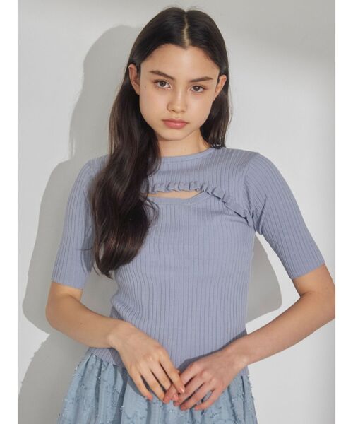 merry jenny（メリージェニー）の「カットアウトフリルニットtops（ニット/セーター・レディース・ブラック/ブルー/アイボリー・FREE）」の21枚目の写真