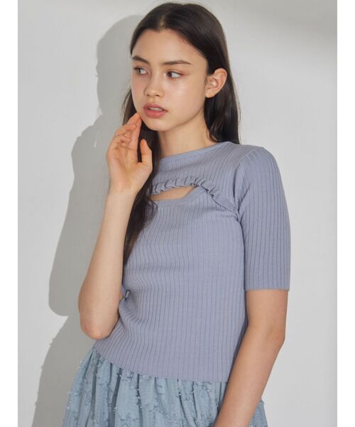 merry jenny（メリージェニー）の「カットアウトフリルニットtops（ニット/セーター・レディース・ブラック/ブルー/アイボリー・FREE）」の22枚目の写真