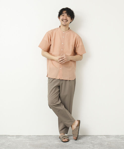 NOLLEY'S goodman（ノーリーズグッドマン）の「FLOAT SHIRT 半袖バンドカラーシャツ（シャツ/ブラウス・メンズ・ブラック/サックスブルー/オレンジ/ダークネイビー・S/M/L）」の5枚目の写真