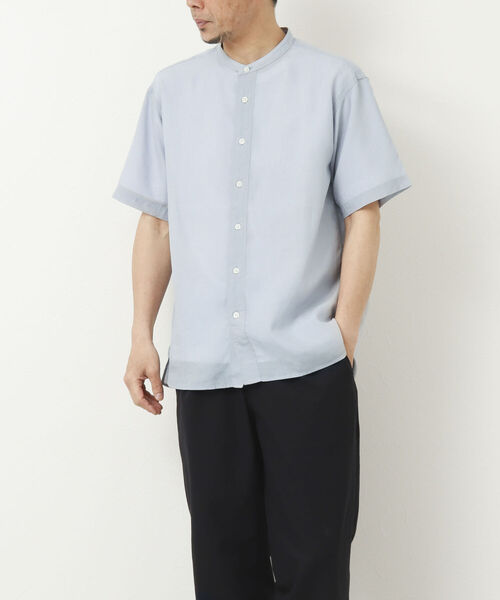 NOLLEY'S goodman（ノーリーズグッドマン）の「FLOAT SHIRT 半袖バンドカラーシャツ（シャツ/ブラウス・メンズ・ブラック/サックスブルー/オレンジ/ダークネイビー・S/M/L）」の19枚目の写真
