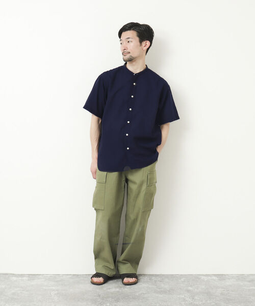 NOLLEY'S goodman（ノーリーズグッドマン）の「FLOAT SHIRT 半袖バンドカラーシャツ（シャツ/ブラウス・メンズ・ブラック/サックスブルー/オレンジ/ダークネイビー・S/M/L）」の15枚目の写真