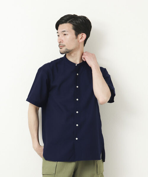 NOLLEY'S goodman（ノーリーズグッドマン）の「FLOAT SHIRT 半袖バンドカラーシャツ（シャツ/ブラウス・メンズ・ブラック/サックスブルー/オレンジ/ダークネイビー・S/M/L）」の20枚目の写真
