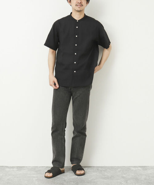 NOLLEY'S goodman（ノーリーズグッドマン）の「FLOAT SHIRT 半袖バンドカラーシャツ（シャツ/ブラウス・メンズ・ブラック/サックスブルー/オレンジ/ダークネイビー・S/M/L）」の12枚目の写真