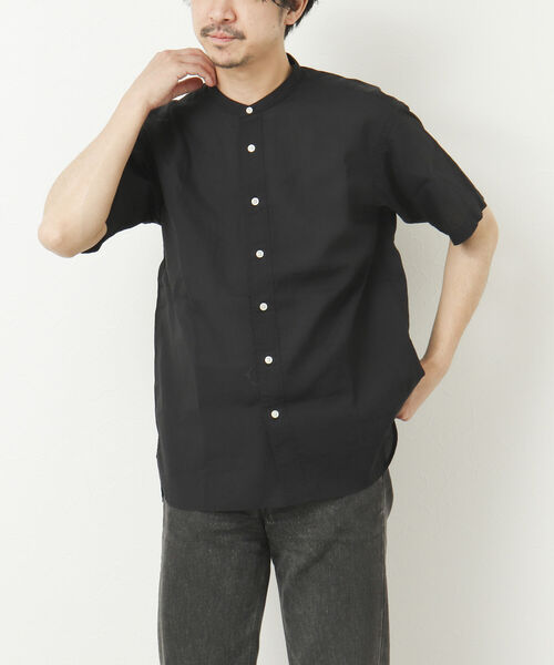 NOLLEY'S goodman（ノーリーズグッドマン）の「FLOAT SHIRT 半袖バンドカラーシャツ（シャツ/ブラウス・メンズ・ブラック/サックスブルー/オレンジ/ダークネイビー・S/M/L）」の8枚目の写真