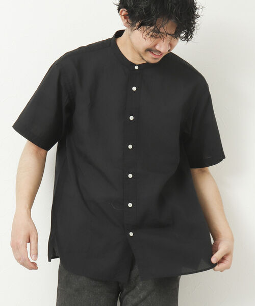 NOLLEY'S goodman（ノーリーズグッドマン）の「FLOAT SHIRT 半袖バンドカラーシャツ（シャツ/ブラウス・メンズ・ブラック/サックスブルー/オレンジ/ダークネイビー・S/M/L）」の21枚目の写真