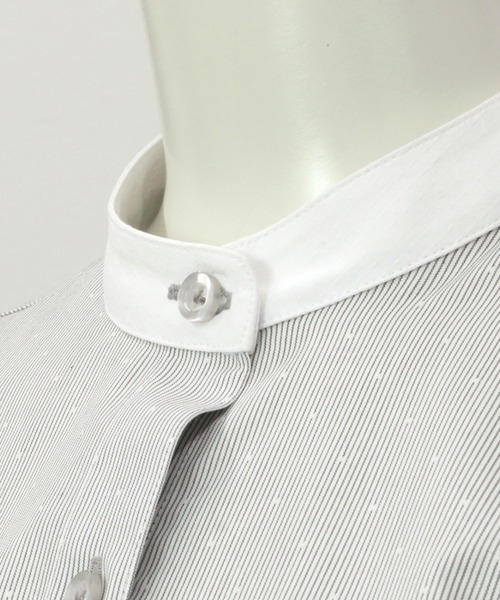 TOKYO SHIRTS(トウキョウシャツ)の「形態安定ノーアイロン スタンド衿 七分袖ビジネスワイシャツ(ビジネスシャツ・レディース・グレー・LL/S/M/L/XL)」の3枚目の写真