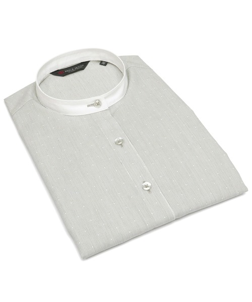 TOKYO SHIRTS(トウキョウシャツ)の「形態安定ノーアイロン スタンド衿 七分袖ビジネスワイシャツ(ビジネスシャツ・レディース・グレー・LL/S/M/L/XL)」の10枚目の写真