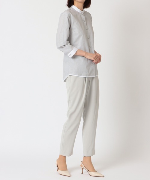 TOKYO SHIRTS(トウキョウシャツ)の「形態安定ノーアイロン スタンド衿 七分袖ビジネスワイシャツ(ビジネスシャツ・レディース・グレー・LL/S/M/L/XL)」の12枚目の写真