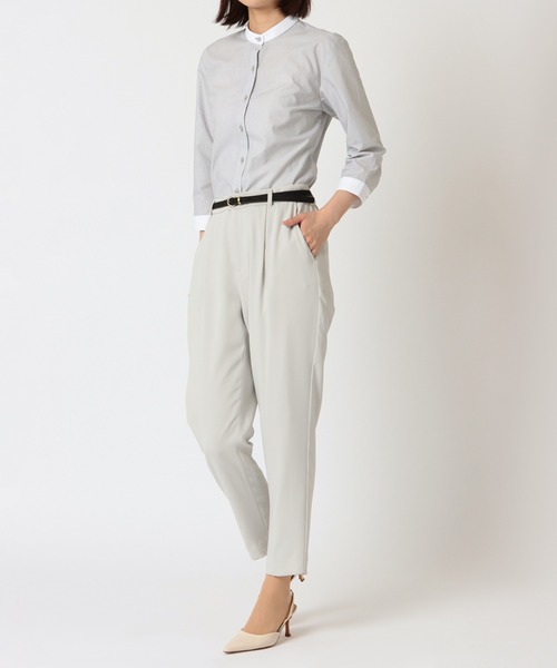 TOKYO SHIRTS(トウキョウシャツ)の「形態安定ノーアイロン スタンド衿 七分袖ビジネスワイシャツ(ビジネスシャツ・レディース・グレー・LL/S/M/L/XL)」の13枚目の写真