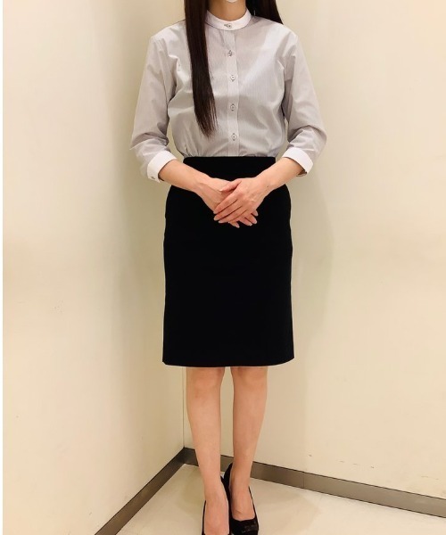 TOKYO SHIRTS(トウキョウシャツ)の「形態安定ノーアイロン スタンド衿 七分袖ビジネスワイシャツ(ビジネスシャツ・レディース・グレー・LL/S/M/L/XL)」の15枚目の写真