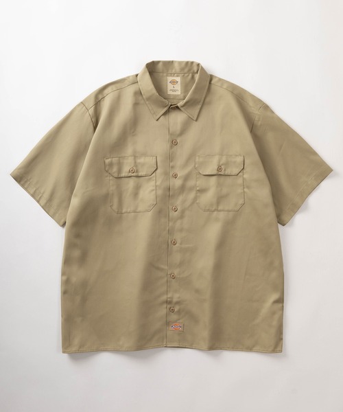 Dickies（ディッキーズ）の「【Dickies/ディッキーズ】ワンポイントロゴ付き ビッグシルエット ショートスリーブワークシャツ/半袖シャツ/オーバーサイズ（シャツ/ブラウス・メンズ・チャコールグレー/ダークグリーン/スカイブルー/ブラック/ネイビー/ベージュ・M/L/XL）」の8枚目の写真