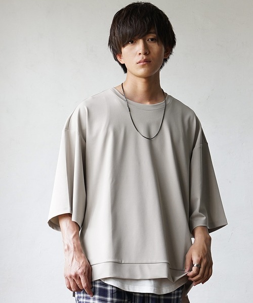 MinoriTY(マイノリティ)の「【MinoriTY】ポンチビッグTシャツ メンズ 無地Tシャツ オーバーサイズ カラーTシャツ ルーズシルエット 半袖Tシャツ(Tシャツ/カットソー・メンズ・グレー/ブルー/ベージュ/ブラック/グリーン/エメラルドブルー/イエロー/パープル/ワイン/ブラウン・M/S/L)」の5枚目の写真