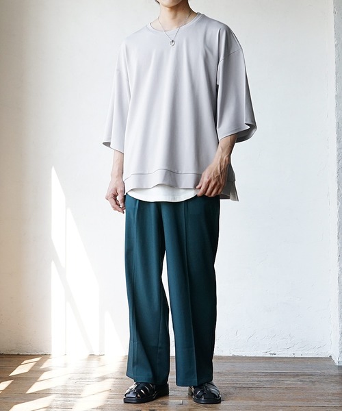 MinoriTY(マイノリティ)の「【MinoriTY】ポンチビッグTシャツ メンズ 無地Tシャツ オーバーサイズ カラーTシャツ ルーズシルエット 半袖Tシャツ(Tシャツ/カットソー・メンズ・グレー/ブルー/ベージュ/ブラック/グリーン/エメラルドブルー/イエロー/パープル/ワイン/ブラウン・M/S/L)」の17枚目の写真