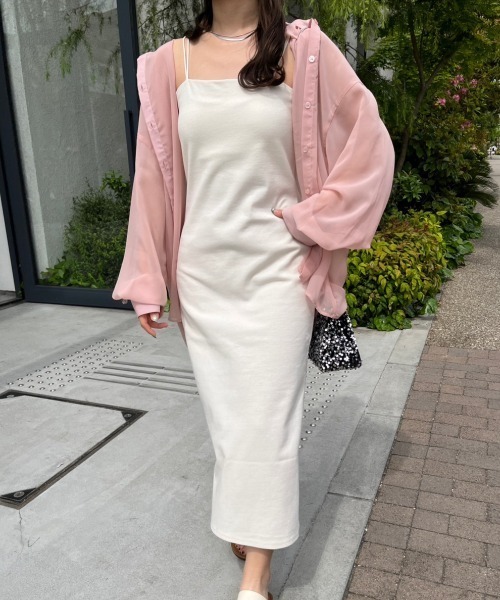 nemne store（ネンネストア）の「【低身長用サイズあり】カップ付きキャミワンピース（ワンピース・レディース・アイボリー/オートミール/ブラック・MEDIUM/SMALL）」の2枚目の写真