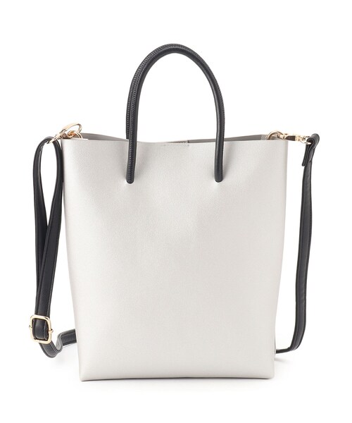 grove（グローブ）の「◆バイカラー2WAYトート（トートバッグ・レディース・シルバー/ライトベージュ/ライトグレー/ライトブルー・00）」の5枚目の写真