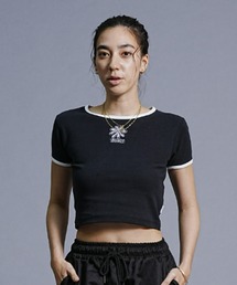 RVCA/ルーカ ミニTシャツ/短丈/ワンポイント刺繍/リンガーTシャツ BD043-245