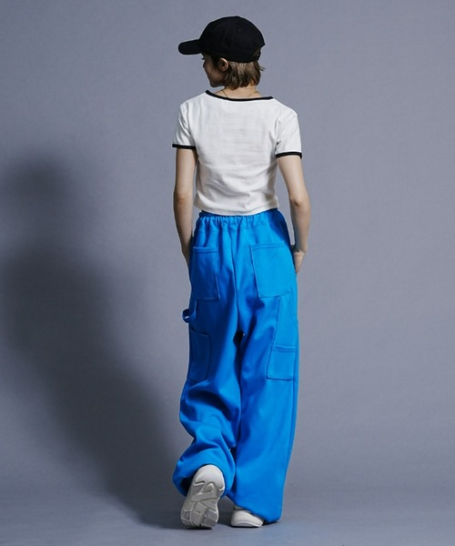 RVCA(ルーカ)の「RVCA/ルーカ ミニTシャツ/短丈/ワンポイント刺繍/リンガーTシャツ BD043-245(Tシャツ/カットソー・レディース・ホワイト/ライトパープル/ブラック・M/S)」の7枚目の写真