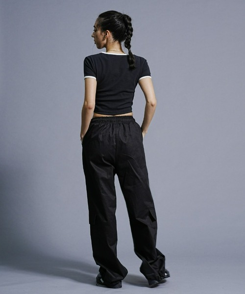 RVCA(ルーカ)の「RVCA/ルーカ ミニTシャツ/短丈/ワンポイント刺繍/リンガーTシャツ BD043-245(Tシャツ/カットソー・レディース・ホワイト/ライトパープル/ブラック・M/S)」の11枚目の写真