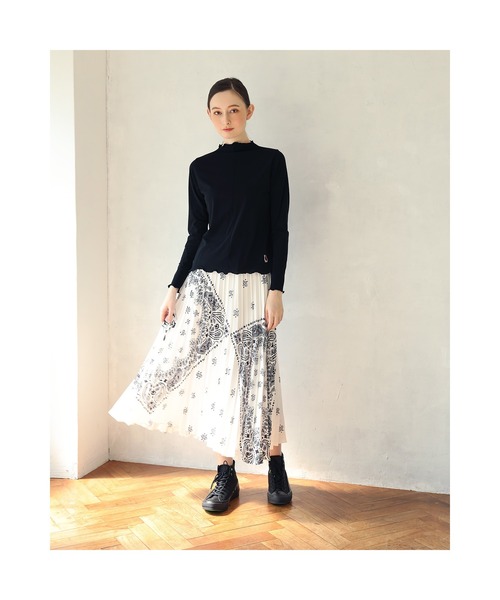 RADIO EVA（ラヂオエヴァ）の「RADIO EVA F065 EVA-01 Paisleys Bandanna Pleated Skirt（スカート・レディース・ブラック/ホワイト・FREE）」の6枚目の写真