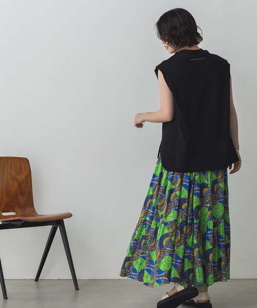 lil nina(リルニーナ)の「レーヨン アフリカン柄 ギャザーフレアスカート(スカート・レディース・ブラウン/グリーン/ピンク・FREE)」の11枚目の写真