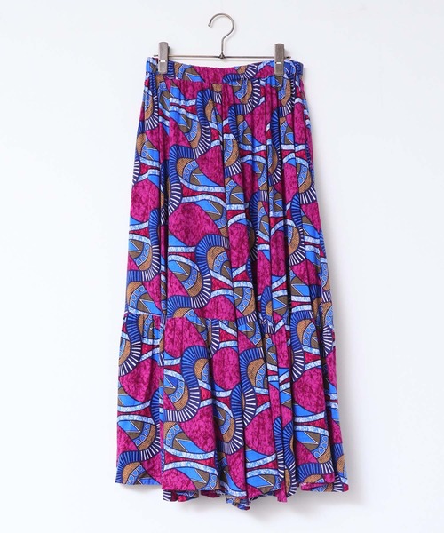 lil nina(リルニーナ)の「レーヨン アフリカン柄 ギャザーフレアスカート(スカート・レディース・ブラウン/グリーン/ピンク・FREE)」の16枚目の写真