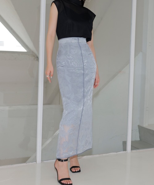 anuans(アニュアンス)の「オパールタイトスカート(スカート・レディース・アイボリー/チャコールグレー/サックスブルー・SMALL/MEDIUM)」の12枚目の写真