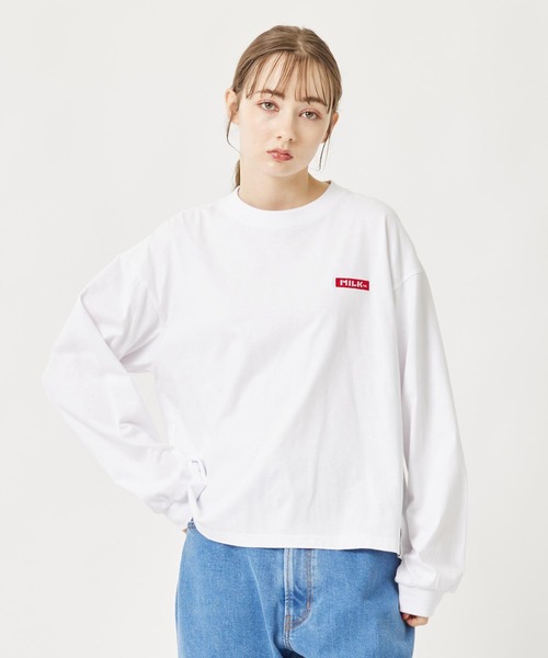 MILKFED.(ミルクフェド)の「EMBROIDERED BAR L/S TEE(Tシャツ/カットソー・レディース・ホワイト/ライトブルー/ブラック/ピンク・M/L)」の16枚目の写真