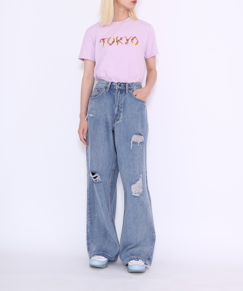 PUNYUS（プニュズ）の「TOKYOロゴＴシャツ（Tシャツ/カットソー・レディース・ホワイト/ライトパープル/ブラック・4/2/1/3）」の5枚目の写真