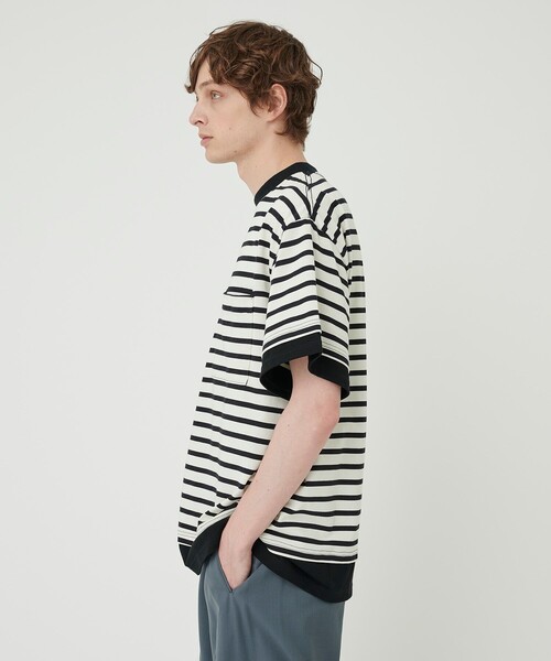 UNITED TOKYO（ユナイテッドトウキョウ）の「SUVIN×SUPIMA COTTON　ボーダーリラックスTシャツ（半袖）（Tシャツ/カットソー・メンズ・ブラック/ブルー/その他17・1/2）」の8枚目の写真