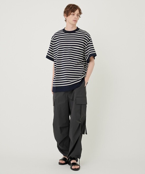 UNITED TOKYO（ユナイテッドトウキョウ）の「SUVIN×SUPIMA COTTON　ボーダーリラックスTシャツ（半袖）（Tシャツ/カットソー・メンズ・ブラック/ブルー/その他17・1/2）」の5枚目の写真