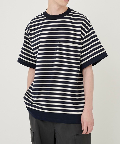 UNITED TOKYO（ユナイテッドトウキョウ）の「SUVIN×SUPIMA COTTON　ボーダーリラックスTシャツ（半袖）（Tシャツ/カットソー・メンズ・ブラック/ブルー/その他17・1/2）」の3枚目の写真