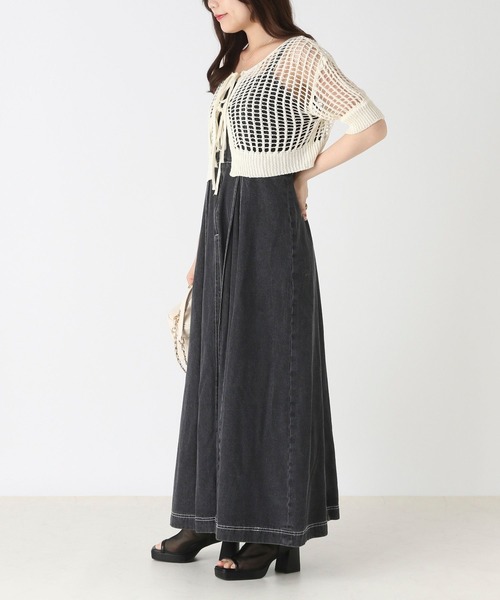 Heather(ヘザー)の「カットアウトデニムジャンスカ 967855(ジャンパースカート・レディース・ブラック/インディゴブルー・FREE)」の3枚目の写真