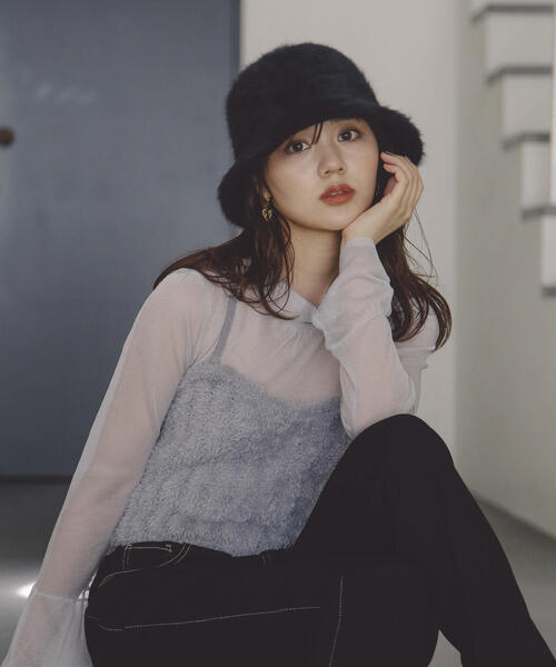 PROPORTION BODY DRESSING(プロポーションボディドレッシング)の「パールチェーン付きファーバケットハット / 1213284801(ハット・レディース・ホワイト/ベージュ/ブラック・フリ-)」の3枚目の写真