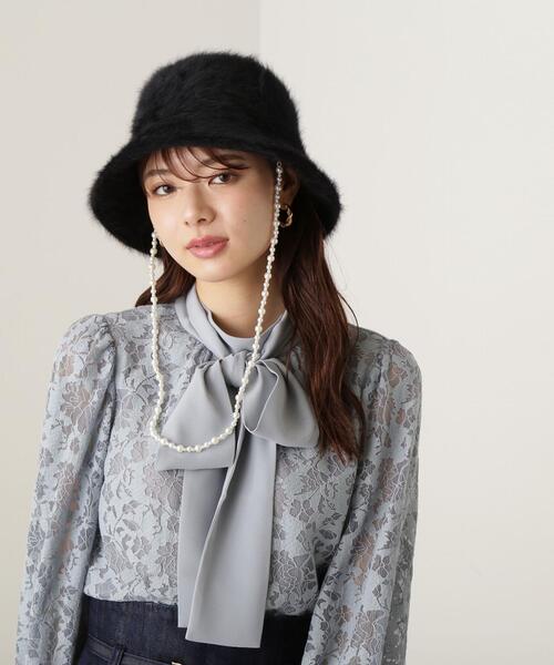 PROPORTION BODY DRESSING(プロポーションボディドレッシング)の「パールチェーン付きファーバケットハット / 1213284801(ハット・レディース・ホワイト/ベージュ/ブラック・フリ-)」の9枚目の写真