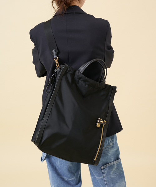 U by SPICK&SPAN（ユーバイスピックアンドスパン）の「≪追加≫【ORSETTO/オルセット】 ナイロン2wayトートバッグ2（トートバッグ・レディース・ブラック・FREE）」の3枚目の写真