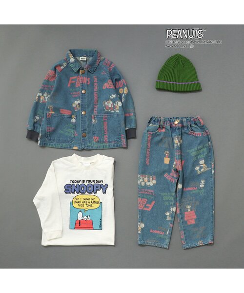 PEANUTS(ピーナッツ)の「PEANUTS 総柄ジャケット(デニムジャケット・キッズ・インディゴブルー/キナリ・80/90/100/110/120)」の4枚目の写真