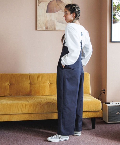 BAYFLOW(ベイフロー)の「サスペンダー付きハイウエストパンツ(その他パンツ・レディース・ネイビー/ベージュ・SMALL/MEDIUM)」の8枚目の写真