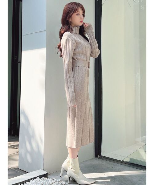 RESEXXY（リゼクシー）の「ワイドリブニットワンピース（ワンピース・レディース・グレー/ベージュ/アイボリー/ブラック・MEDIUM/SMALL）」の5枚目の写真