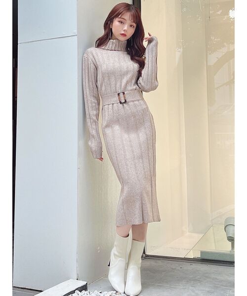 RESEXXY（リゼクシー）の「ワイドリブニットワンピース（ワンピース・レディース・グレー/ベージュ/アイボリー/ブラック・MEDIUM/SMALL）」の7枚目の写真