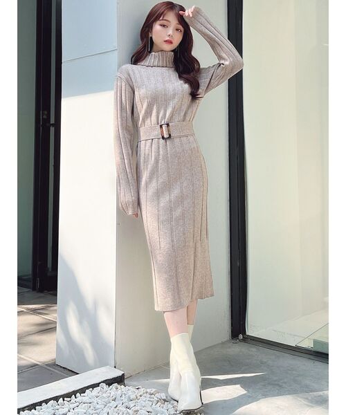 RESEXXY（リゼクシー）の「ワイドリブニットワンピース（ワンピース・レディース・グレー/ベージュ/アイボリー/ブラック・MEDIUM/SMALL）」の8枚目の写真