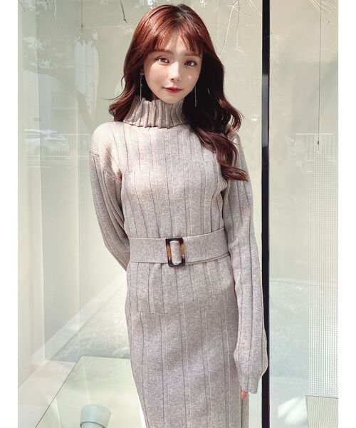 RESEXXY（リゼクシー）の「ワイドリブニットワンピース（ワンピース・レディース・グレー/ベージュ/アイボリー/ブラック・MEDIUM/SMALL）」の9枚目の写真